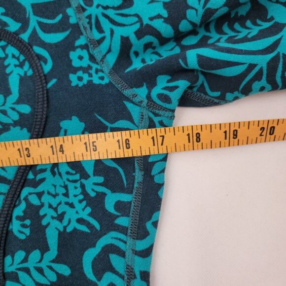 LULULEMON Womens XS? S? Scuba Hoodie Jacket Teal Turquoise Full Zip Floral Print - Picture 10 of 14